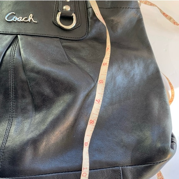 COACH Ashley Satchel Purse Black Leather with Removable Shoulder Strap Vintage - Picture 4 of 10